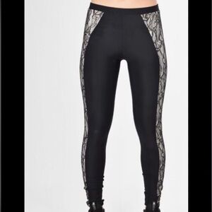 Blue Life Women's Black Lace Panel Leggings